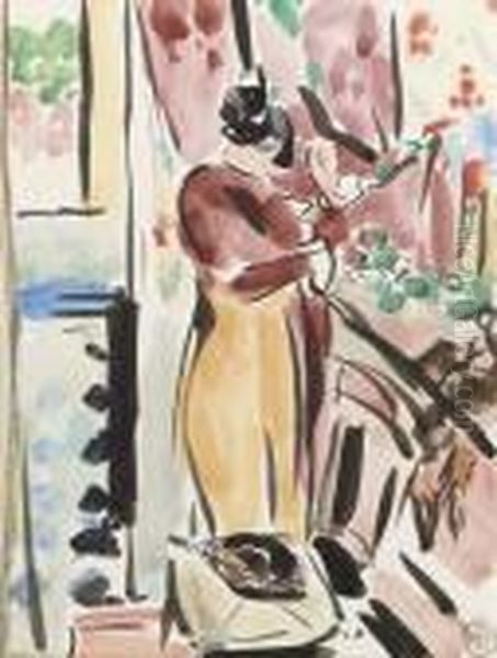 Woman In An Interior Oil Painting by Rik Wouters