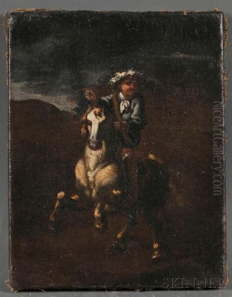 Cavalier On Horseback Oil Painting by Pieter Wouwermans or Wouwerman