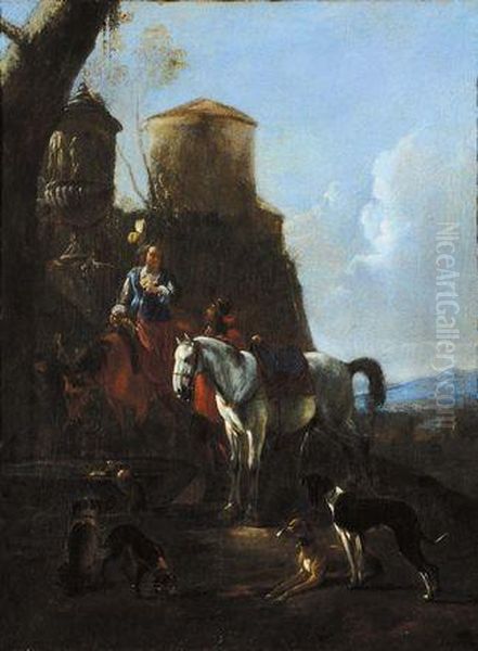 Scena D'accampamento Oil Painting by Pieter Wouwermans or Wouwerman