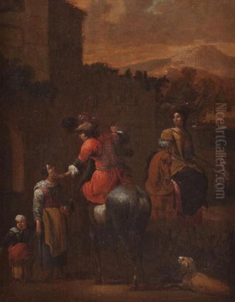 Rastende Jagdgesellschaft Oil Painting by Pieter Wouwermans or Wouwerman