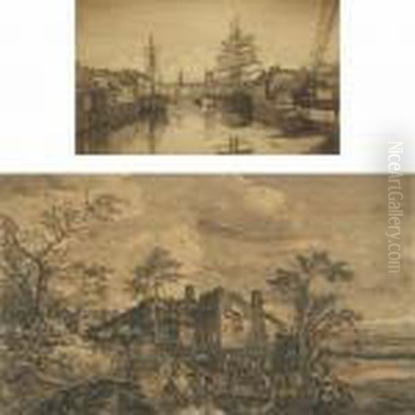 L'abreuvoir Flamande Oil Painting by Pieter Wouwermans or Wouwerman