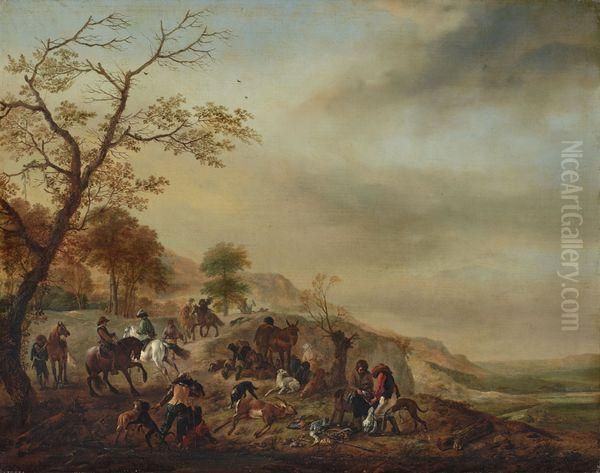 Apres La Chasse Oil Painting by Pieter Wouwermans or Wouwerman