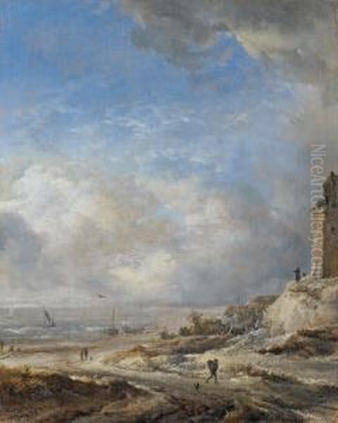 Kustenlandschaft Oil Painting by Pieter Wouwermans or Wouwerman