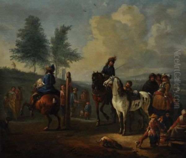 The Hunting Party Oil Painting by Pieter Wouwermans or Wouwerman