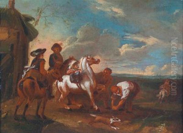 Nachfolge Der Aufbruch Zur Jagd Oil Painting by Pieter Wouwermans or Wouwerman