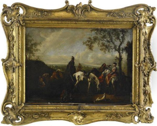 Rastande Sallskap Oil Painting by Pieter Wouwermans or Wouwerman