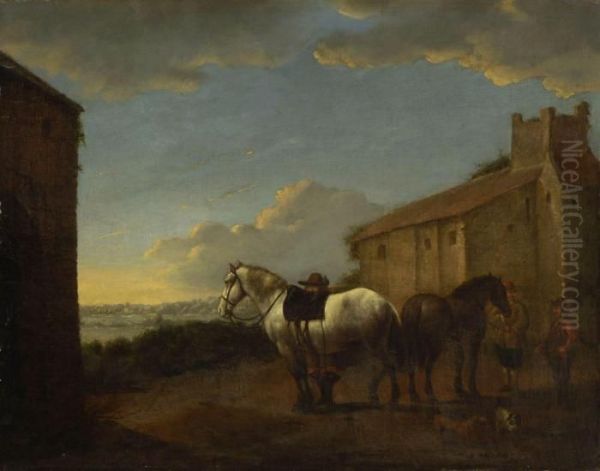 Rastende Reiter. Oil Painting by Pieter Wouwermans or Wouwerman