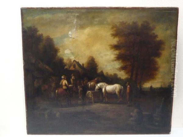 La Halte Oil Painting by Pieter Wouwermans or Wouwerman