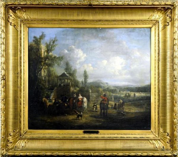 La Halte Des Cavaliers Oil Painting by Pieter Wouwermans or Wouwerman