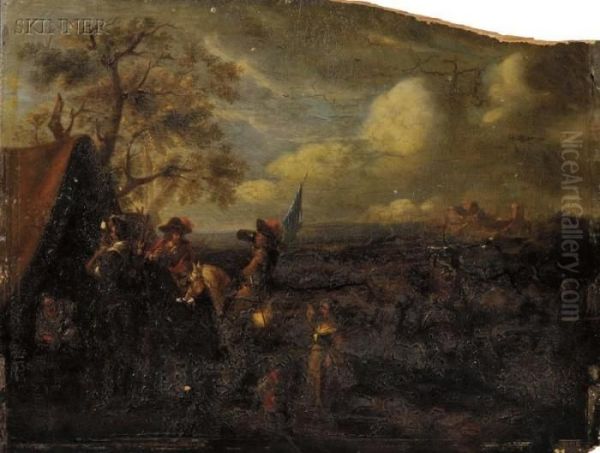 At Camp Oil Painting by Pieter Wouwermans or Wouwerman