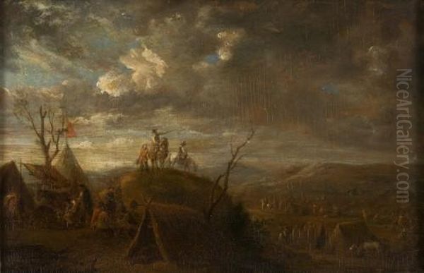 Das Heerlager Oil Painting by Pieter Wouwermans or Wouwerman