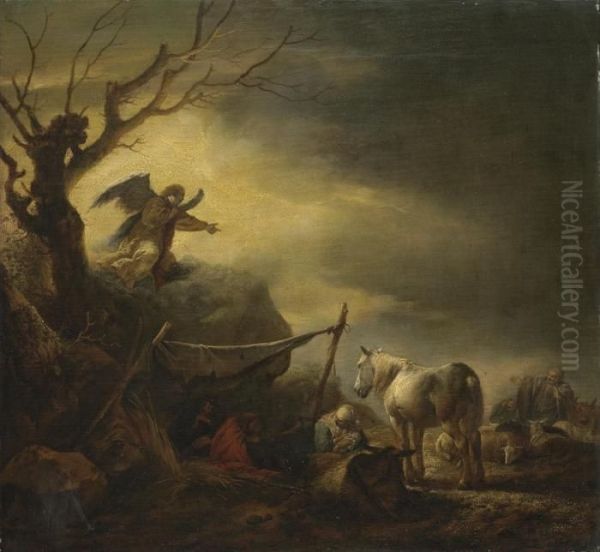 The Annunciation To The Shepherds Oil Painting by Pieter Wouwermans or Wouwerman