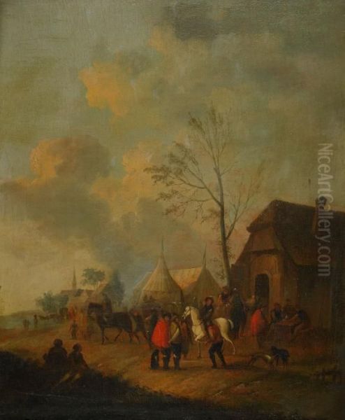 Militar Scen Oil Painting by Pieter Wouwermans or Wouwerman