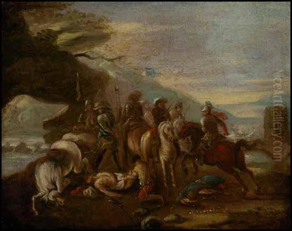 After The Battle Oil Painting by Pieter Wouwermans or Wouwerman