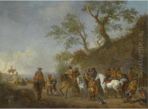 The Capture Of A Peasant Oil Painting by Pieter Wouwermans or Wouwerman