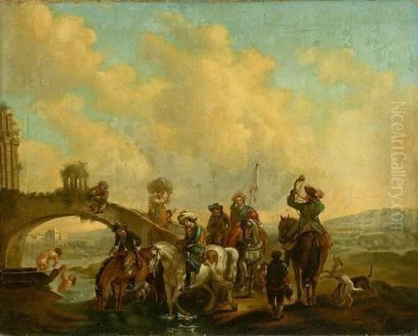 Ol/lwd Oil Painting by Pieter Wouwermans or Wouwerman