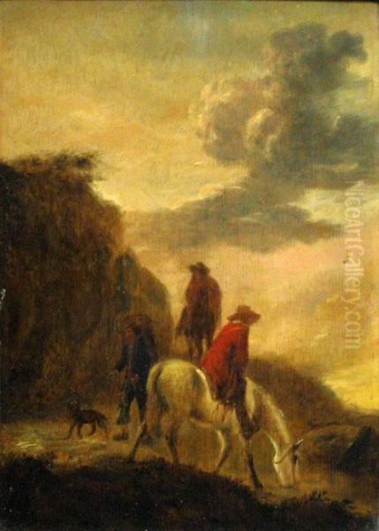 Landscape Oil Painting by Pieter Wouwermans or Wouwerman