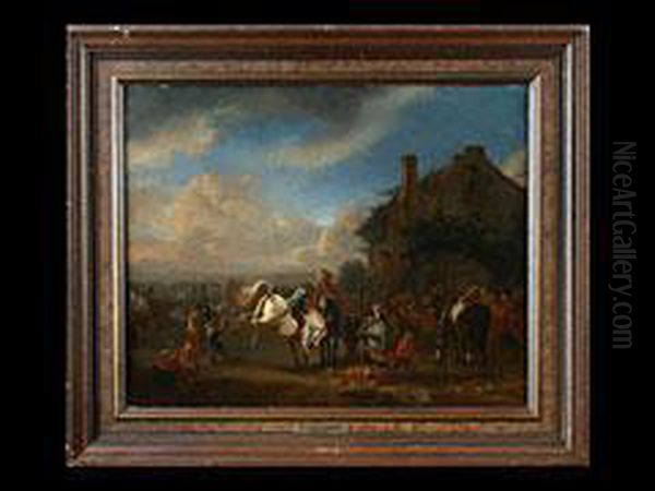 Wilder Schimmel Vor Der Kate Oil Painting by Pieter Wouwermans or Wouwerman