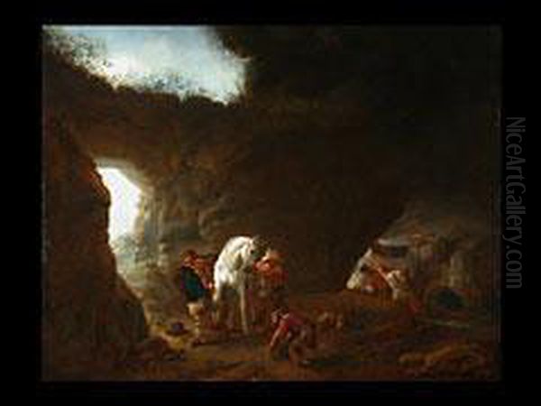 Schimmel In Einer Grotten-hufschmiede Oil Painting by Pieter Wouwermans or Wouwerman