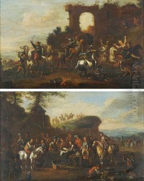 L?imboscata E La Trattativa Per
La Resa Oil Painting by Pieter Wouwermans or Wouwerman