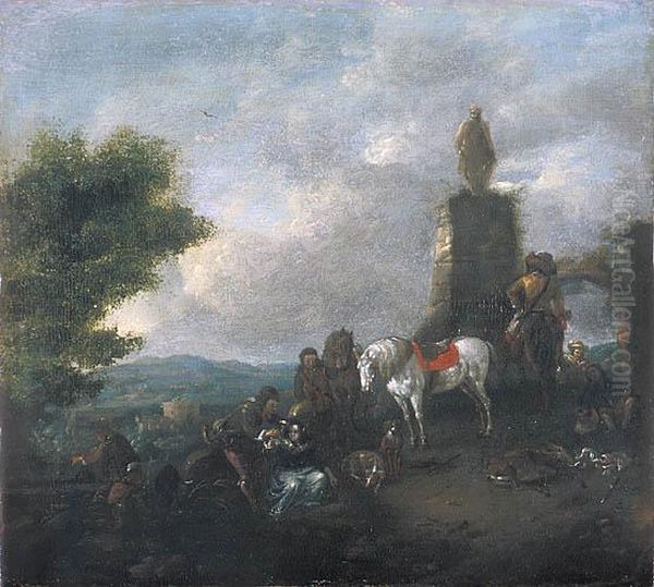 Odpoczynek Po Polowaniu Oil Painting by Pieter Wouwermans or Wouwerman