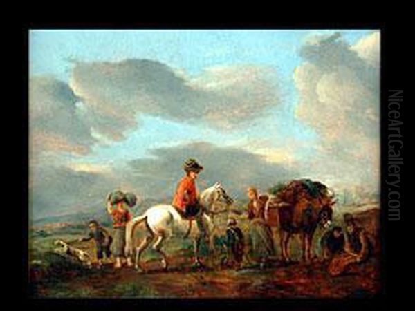 Schimmelreiter Unter Erntebauern Oil Painting by Pieter Wouwermans or Wouwerman