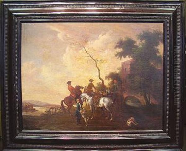 Preparing For The Hunt Oil Painting by Pieter Wouwermans or Wouwerman