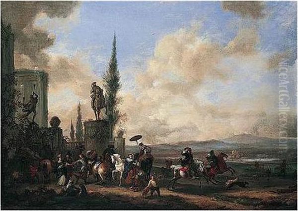 The Departure For The Hunt Oil Painting by Pieter Wouwermans or Wouwerman