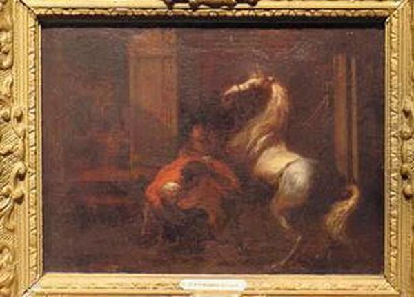 Reshoeing A Horse Oil Painting by Pieter Wouwermans or Wouwerman