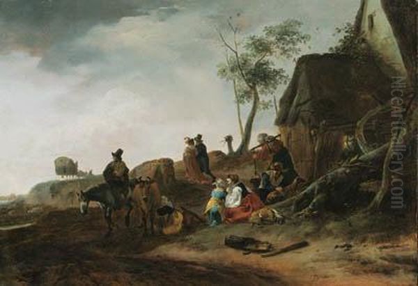 A Traveller On Horseback Oil Painting by Pieter Wouwermans or Wouwerman