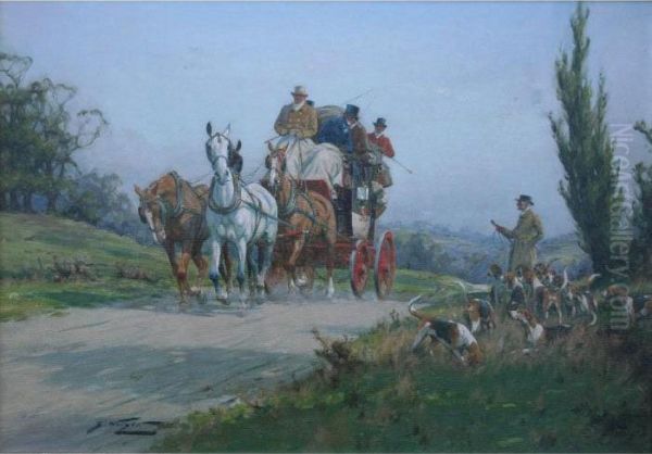 A Long Pull And A Break Oil Painting by George Wright