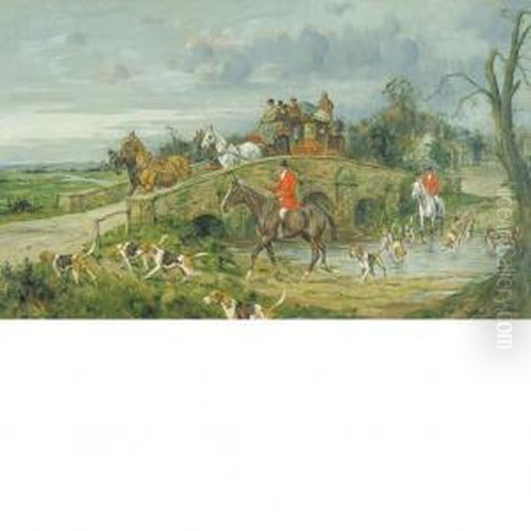 Coaching And Fording Oil Painting by George Wright