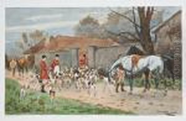 A Set Of Three Hunting Prints Oil Painting by George Wright