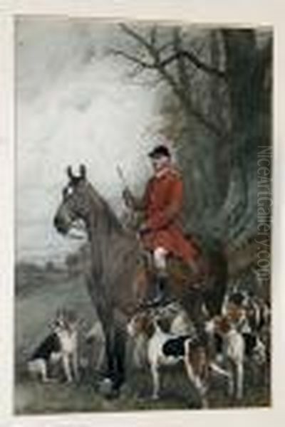 Hunter Up With Hounds Oil Painting by George Wright