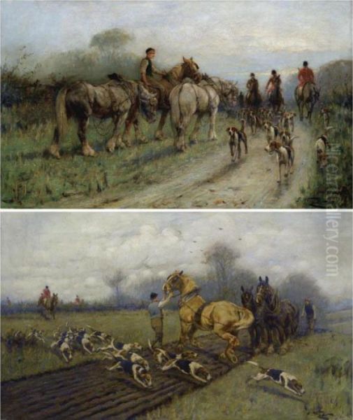 Crossing The Line Of The Plough; The End Of The Day Oil Painting by George Wright