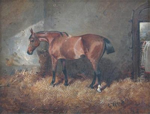 A Bay Hunter In A Stable Oil Painting by George Wright