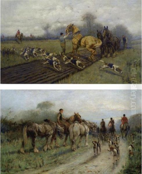 Crossing The Line Of The Plough; The End Of The Day Oil Painting by George Wright