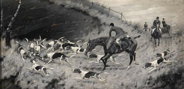 Coursing
And 
The Kill
: A Pair Ofworks Oil Painting by George Wright