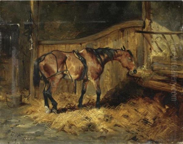 Cavallo Nella Stalla Oil Painting by George Wright