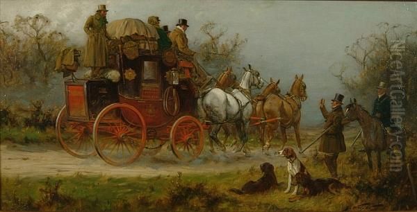 Passing Sportsmen On The Road, Autumn Oil Painting by George Wright