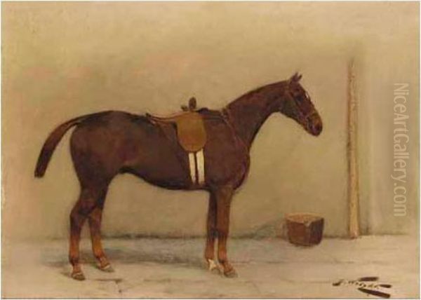 A Bay Horse Oil Painting by George Wright