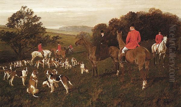 Meet At Branham Moor With Hounds Oil Painting by George Wright