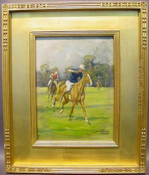 Polo Scene Oil Painting by George Wright