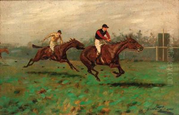 The Last Furlong Oil Painting by George Wright