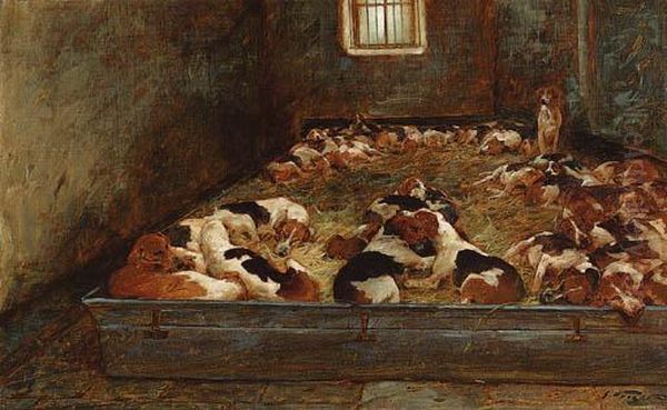 Hounds Resting Oil Painting by George Wright