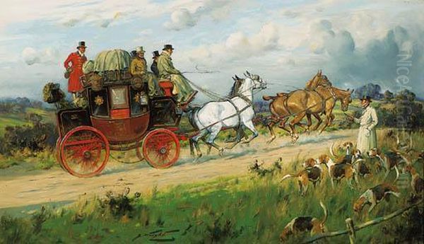 The Mail Coach Oil Painting by George Wright