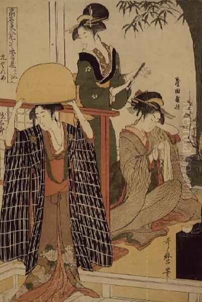 Scene 9, Comparison of celebrated beauties and the loyal league, c.1797 Oil Painting by Kitagawa Utamaro