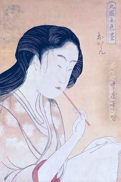 Portrait of a Woman Oil Painting by Kitagawa Utamaro