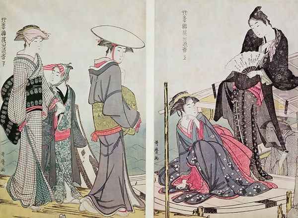 Games of the Four Seasons Charms of Flowers, c.1782 Oil Painting by Kitagawa Utamaro