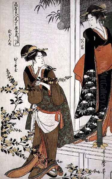 Scene 2, Comparison of celebrated beauties and the loyal league, c.1797 Oil Painting by Kitagawa Utamaro